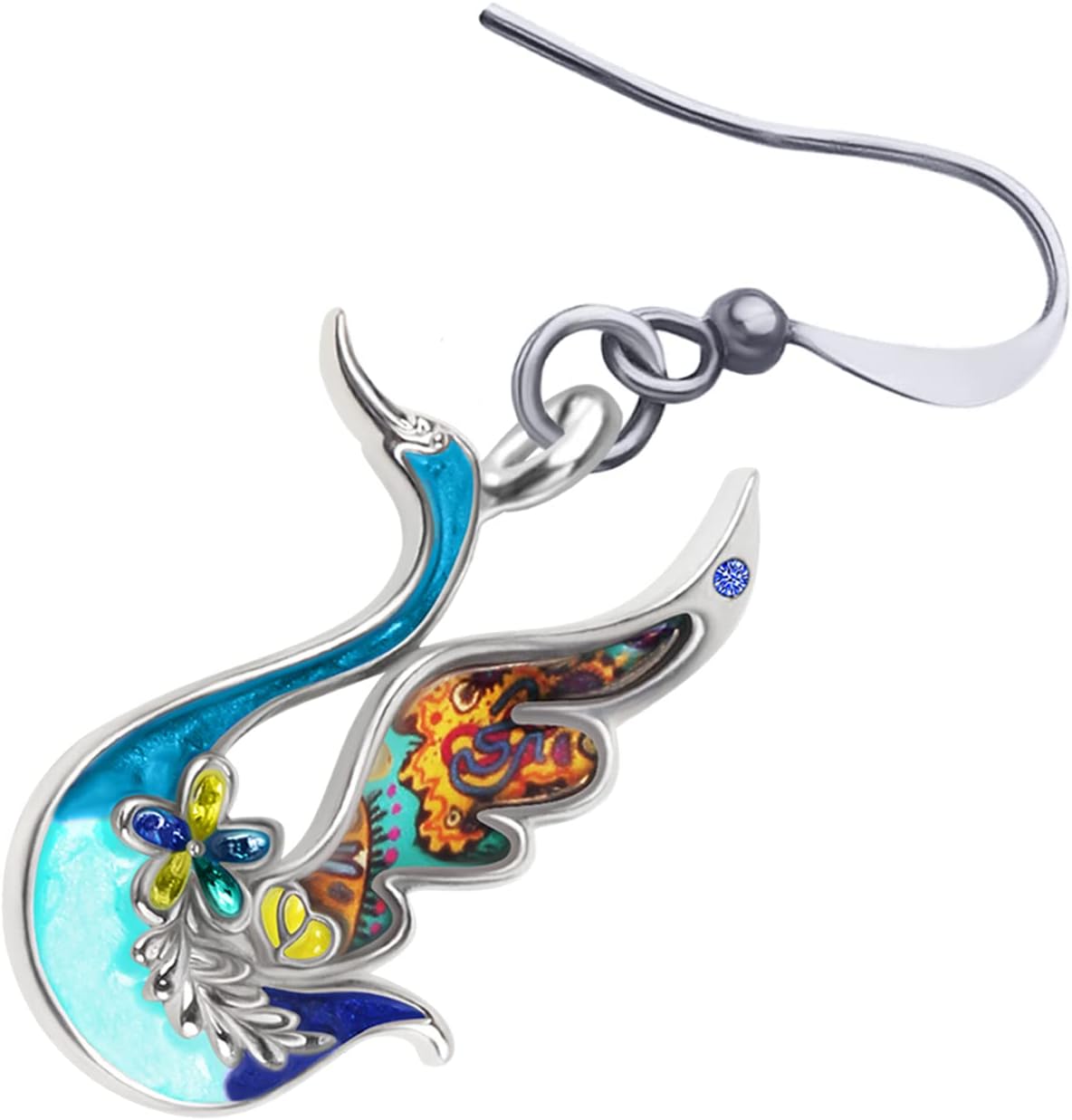 BONSNY Enamel Metal Cute Floral Swan Earrings for Women Jewelry Novelty Funny Charms Original Design image 4