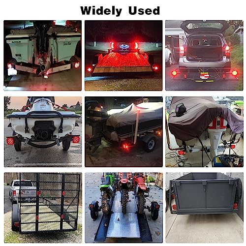 Image of 2Pcs Square Led Trailer Tail Lights Red Smoke Lens 12V Submersible | Square Led Stop Tail Turn Brake Combination License Lights for Utility Trailer Camper Truck RV Marine Snowmobile Left /Right
