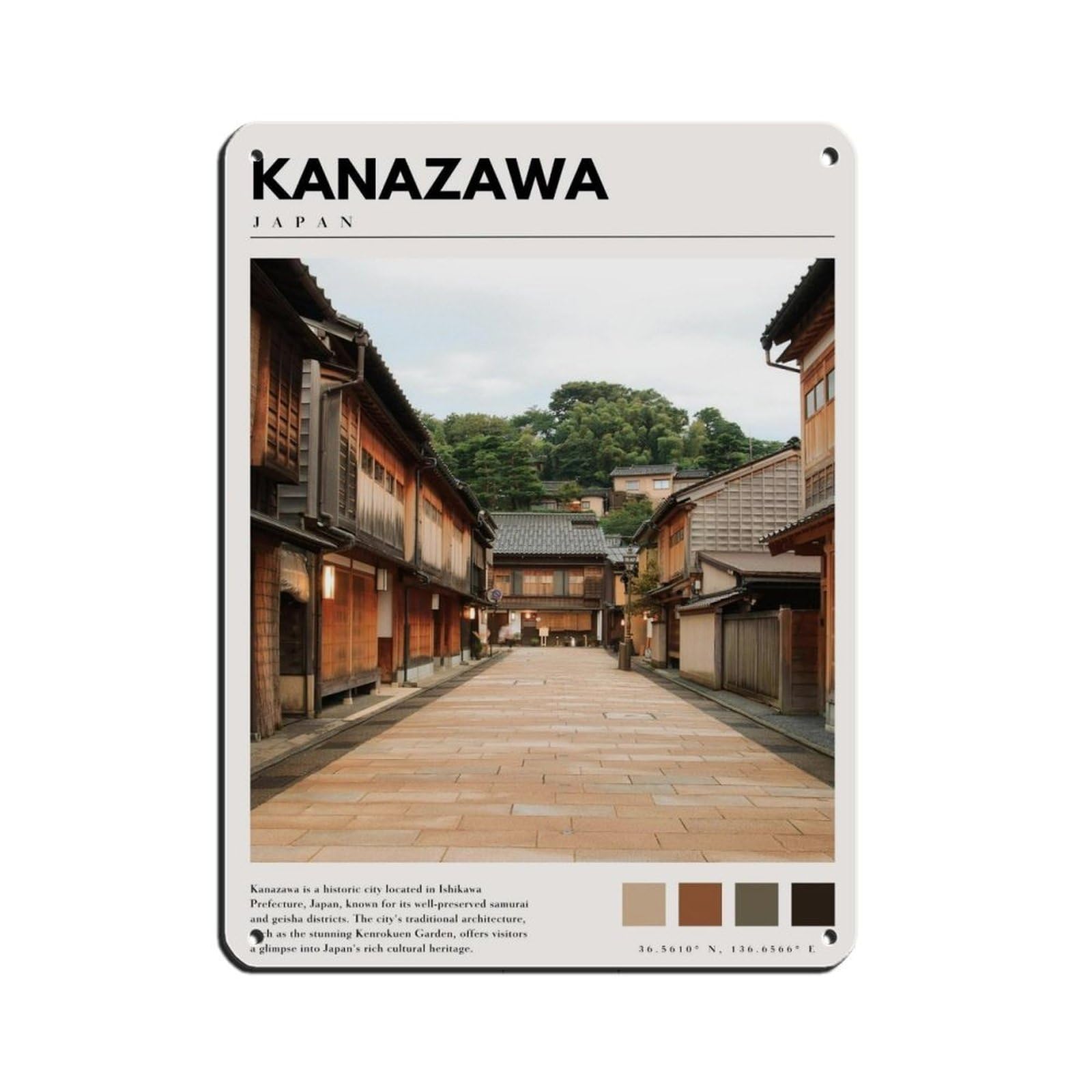 Japan Kanazawa Japanese Poster Retro Poster Metal Tin Sign Chic Art Retro Iron Painting Bar People Cave Cafe Family Garage Poster Wall Decoration 12x16inch(30x40cm)