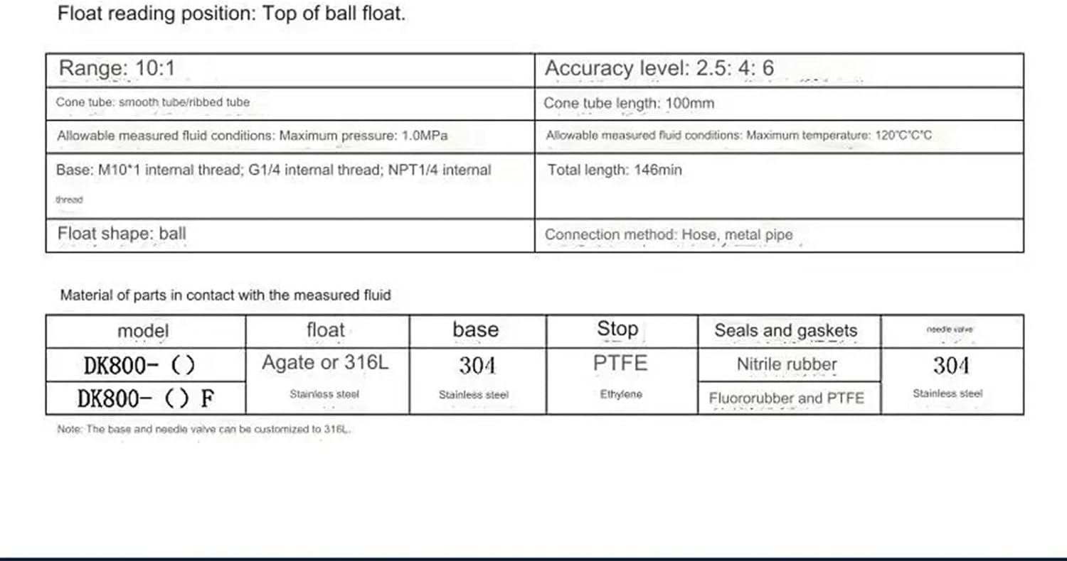 1PC Intuitive float flowmeter with valve DK800 pagoda hose 6 8 10mm high borosilicate glass liquid gas(DK800-4 4F-6)