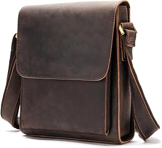 Genuine Leather Messenger Bags Mens Shoulder Crossbody purse Work Business Vintage lager Capacity