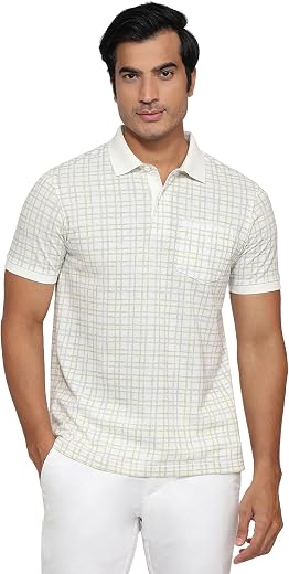 Parx Men Regular Fit Print Pattern Cotton Blend Half Sleeve Polo Neck Loungewear T-Shirt