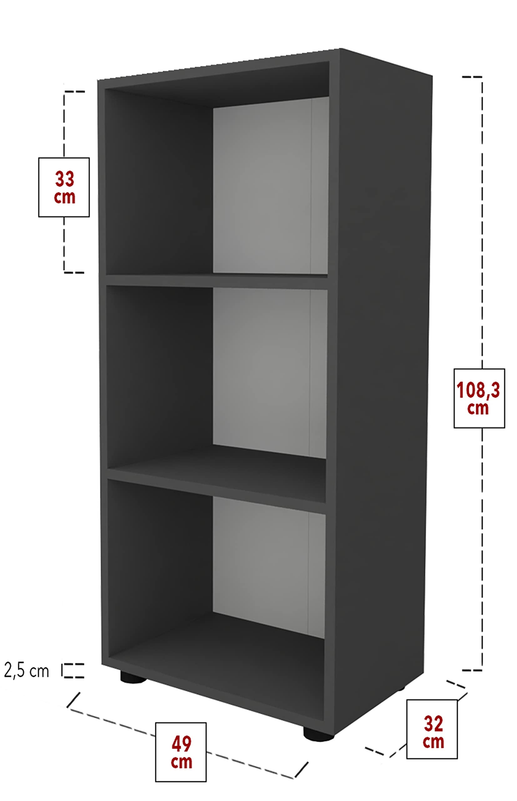 VCM Estante de Oficina de Madera estantería Libros Carpetas archivador estantería archivador estantería Ulas 3f Blanco