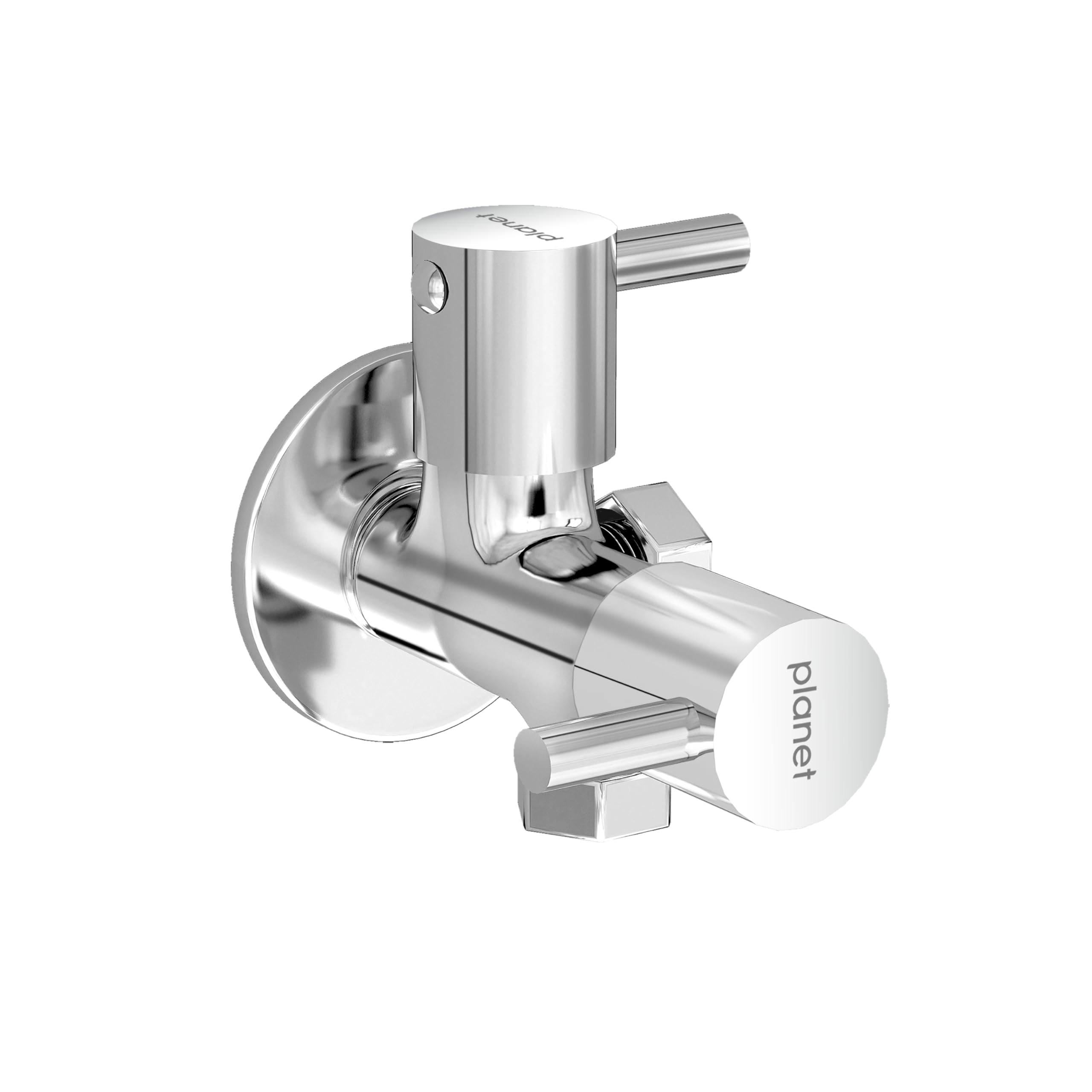 Planet Turbo Sink Cocke/2 in 1 Angle Cock/2 Way Angle Valve for Bathroom with Teflon Tap/Two Way Angle Cocke/Two Way Water Tap(Makasa-Chrome)