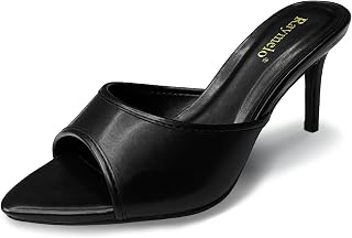 Raymelo Women's Dressy Heeled Sandals, Slip-On Open Toe Mules for Party, Wedding, Evening and Summer Wear