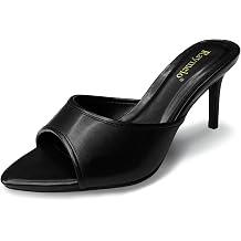 Raymelo Womens Dressy Heeled Sandals, Slip-On Open Toe Mules for Party, Wedding, Evening and Summer Wear