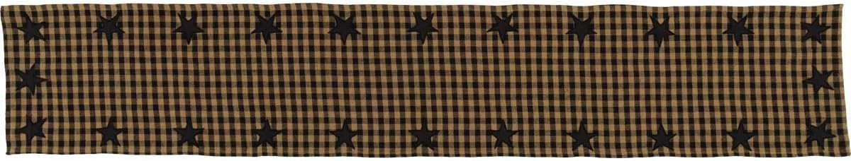 VHC Brands, Black Star, Cotton, 13x72, Woven Runner, Black