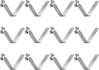 HARFINGTON 12pcs Single Button Kayak Paddle Snap Spring Clip 49x11mm 65Mn Spring Steel V-Shaped Hollow Lift Telescopic Locking Tube Pole Clips for Tent Umbrella Camping