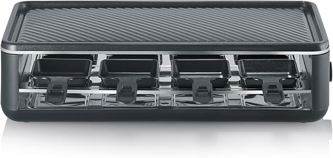 SEVERIN - Raclette grill con 8 sartenes con revestimiento antiadherente y función click-stow 1300 W Negro RG 2365