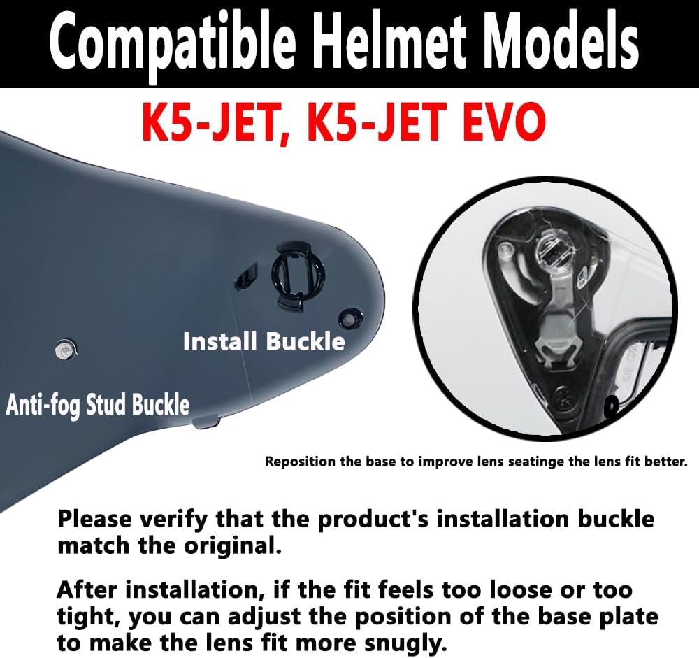 K5-Jet Helmet Visor Replacement,UV Protection Helmet Face Shield Compatible with K5-JET/ K5-JET EVO (Deep Black)