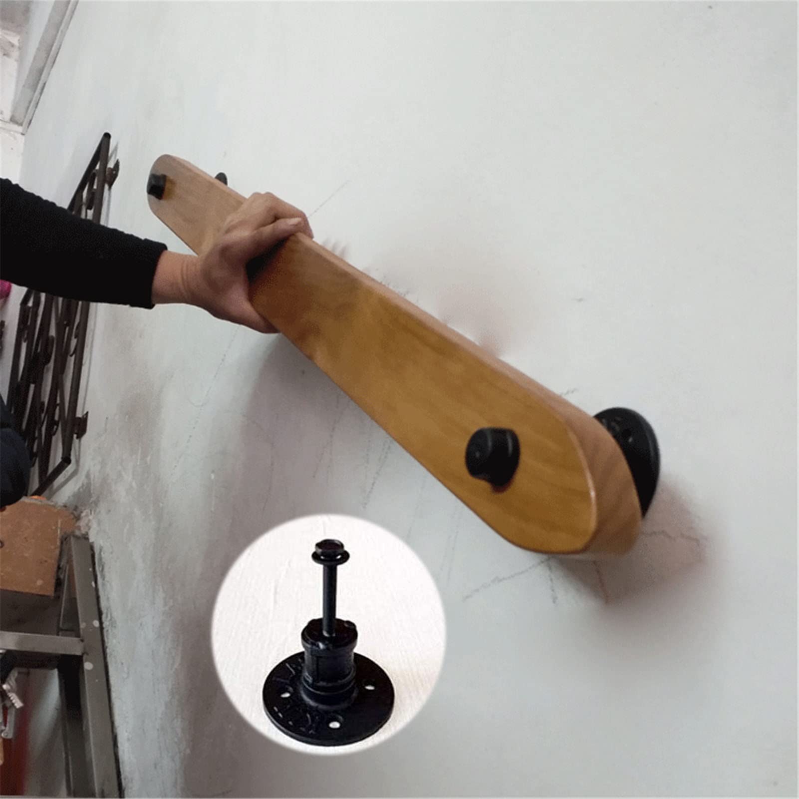 Drewniane poręcze antypoślizgowe drewniane szyny schodowe, bez barier uchwyt schodowy dla osób starszych, naścienny korytarz lofty balustrady tarasowe (rozmiar: 0,3 m/1 stopa)