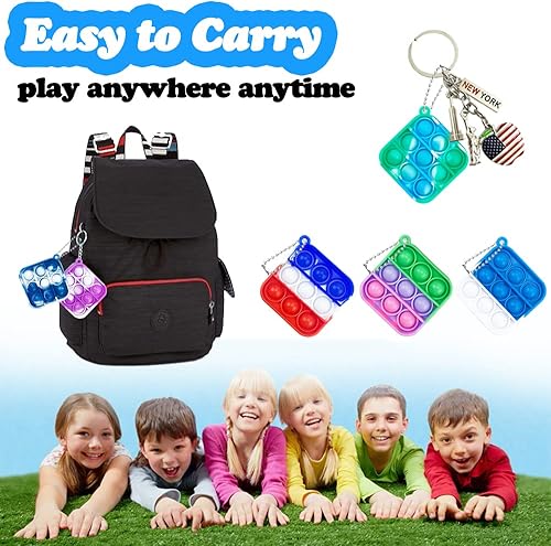 Miniatura 6 de Paquete de 100 llaveros con burbujas para presionar, juguetes sensoriales para niños, antiansiedad, alivio del estrés para adultos, premios de aula,