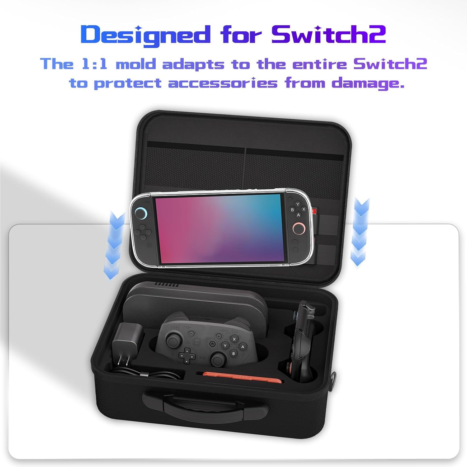 Gaekol Switch 2 Custodia per Nintendo Switch 2 (2025), custodia rigida portatile con protezione completa, custodia da viaggio con 18 slot per schede di gioco, borsa da trasporto impermeabile per