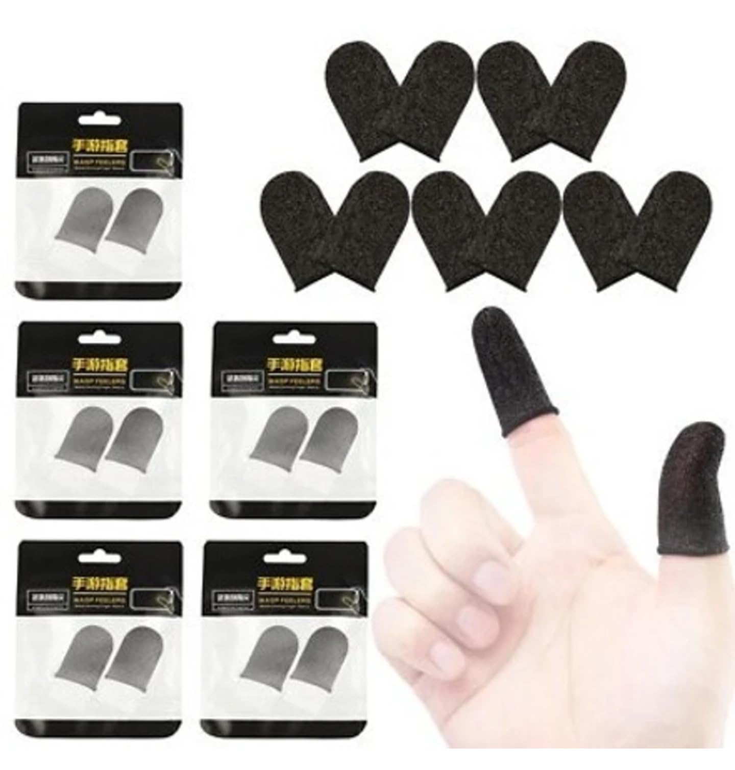 Gaming Cerlink Mobile Gaming Finger Sleeves Pubg Thumb Gloves Anti-Slip Sweat-Proof Professional Touch Screen Thumbs Finger Sleeve for Pubg Mobile Phone Game (Pack of-10Pcs)-image-4