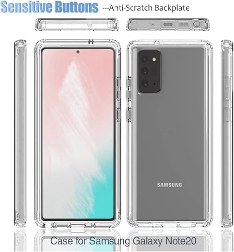 Miniatura 5 de Gufuwo Funda para Galaxy Note 20 5G N981U con protector de pantalla de vidrio templado, protección de cuerpo completo transparente 360, carcasa dura