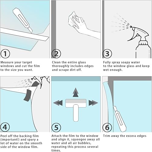 Miniatura 5 de DUOFIRE Película de privacidad para ventana, película de vidrio esmerilado, sin pegamento, película de vidrio estática, anti-UV, para baño,