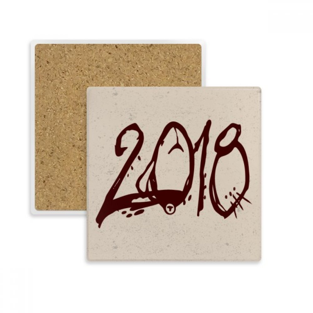 Coaster absorbant Happy New Year 2018 dessous de verre multicolore