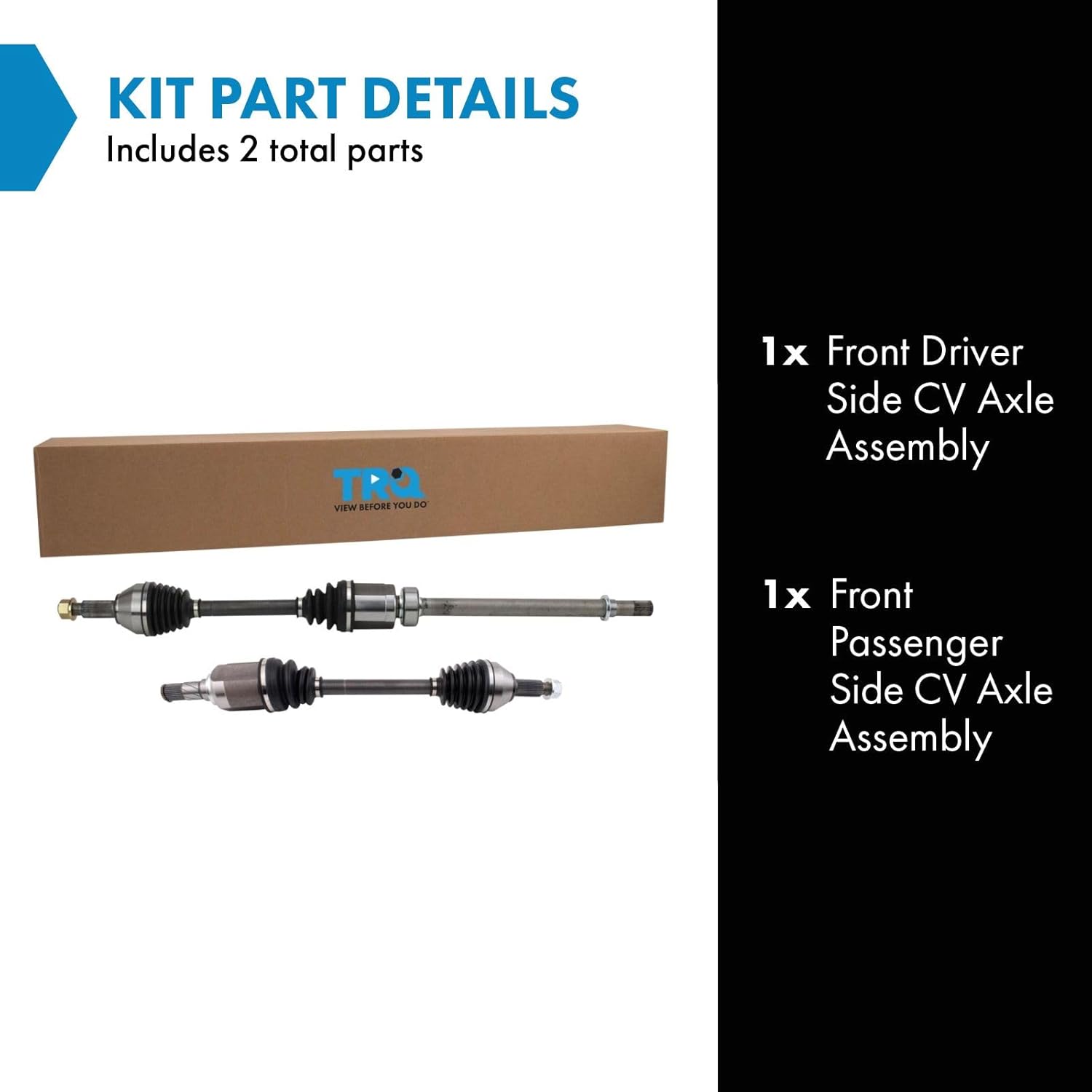 TRQ Front Left and Right CV Axle Assembly Set 2 Piece Compatible with 2013 INFINITI JX35 FWD 14-17 QX60 Base Model FWD 18-19 QX60 FWD 2014 Nissan Pathfinder S SV SL Platinum FWD 15-19 Pathfinder FWD