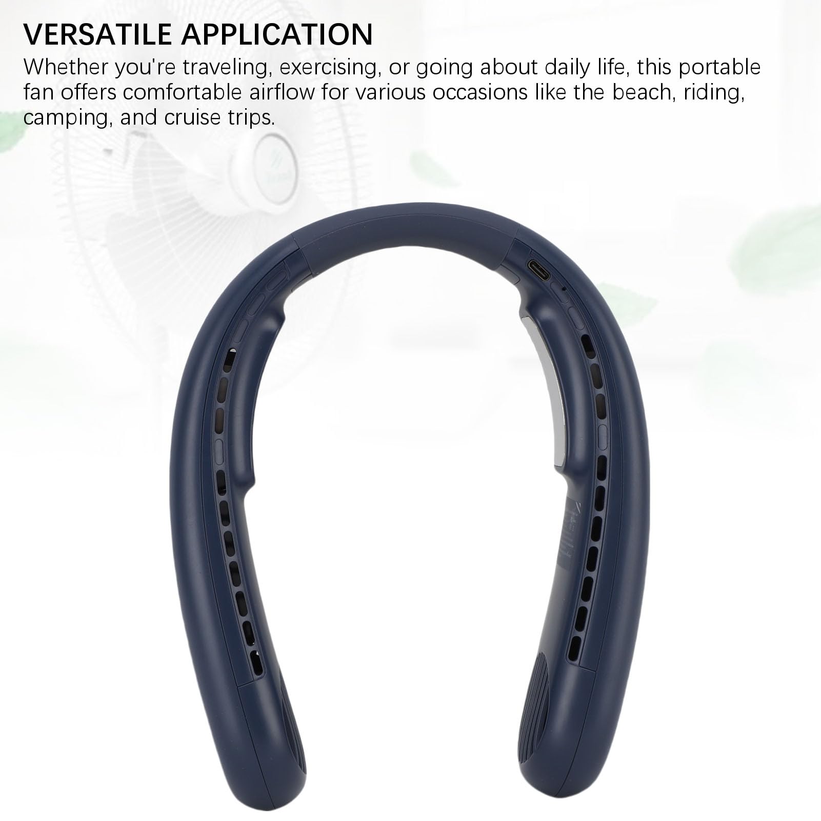 Tragbarer Nackenventilator, Doppelte Kühlung mit Halbleitertechnologie, Starker Wind, Leise, Tragbare, Wiederaufladbare Halsventilatoren für Reisen, Strand, Reiten, Camping (Blau)