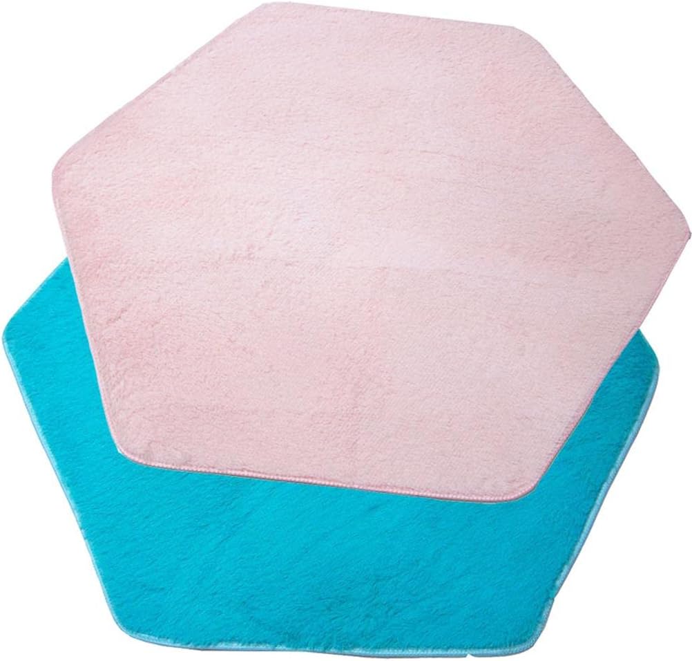 Soft Kids Play Mat Rug Pad for Princess Castle Tent, Plush Hexagon Mat for Indoor and Outdoor Fun - 140x120cm Blue, As Described