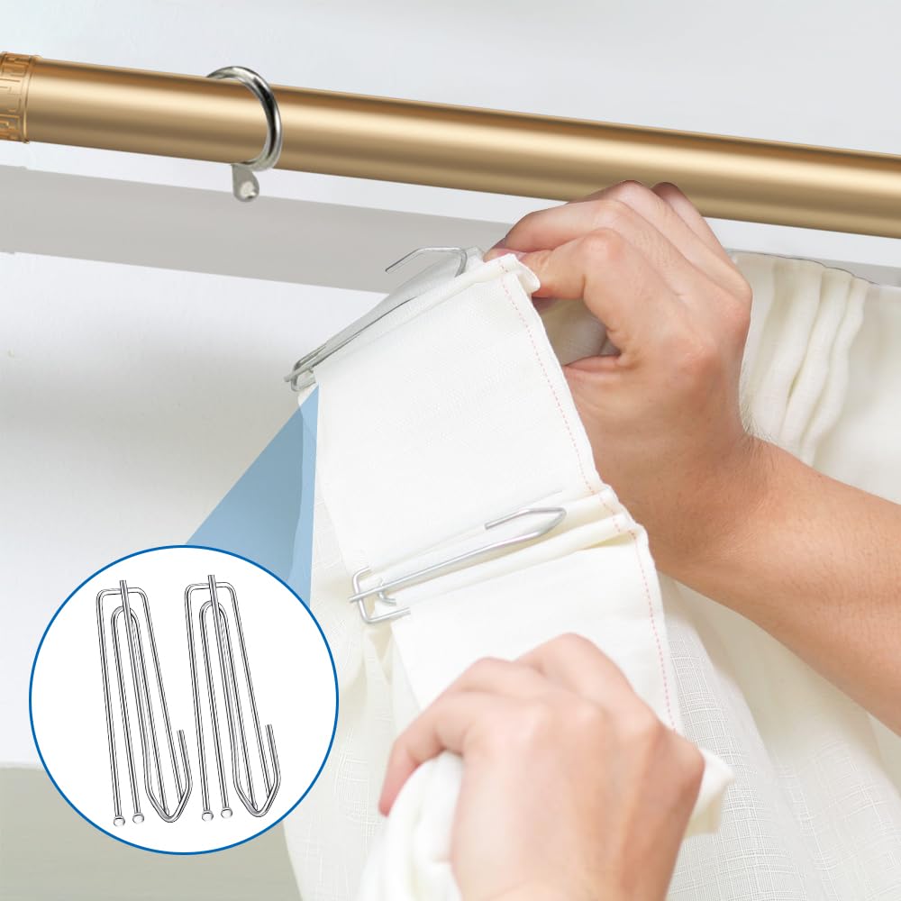 40 Ganci Per Tende In Acciaio Inox Con 4 Denti - Perfetti Per Binari E Plissettate