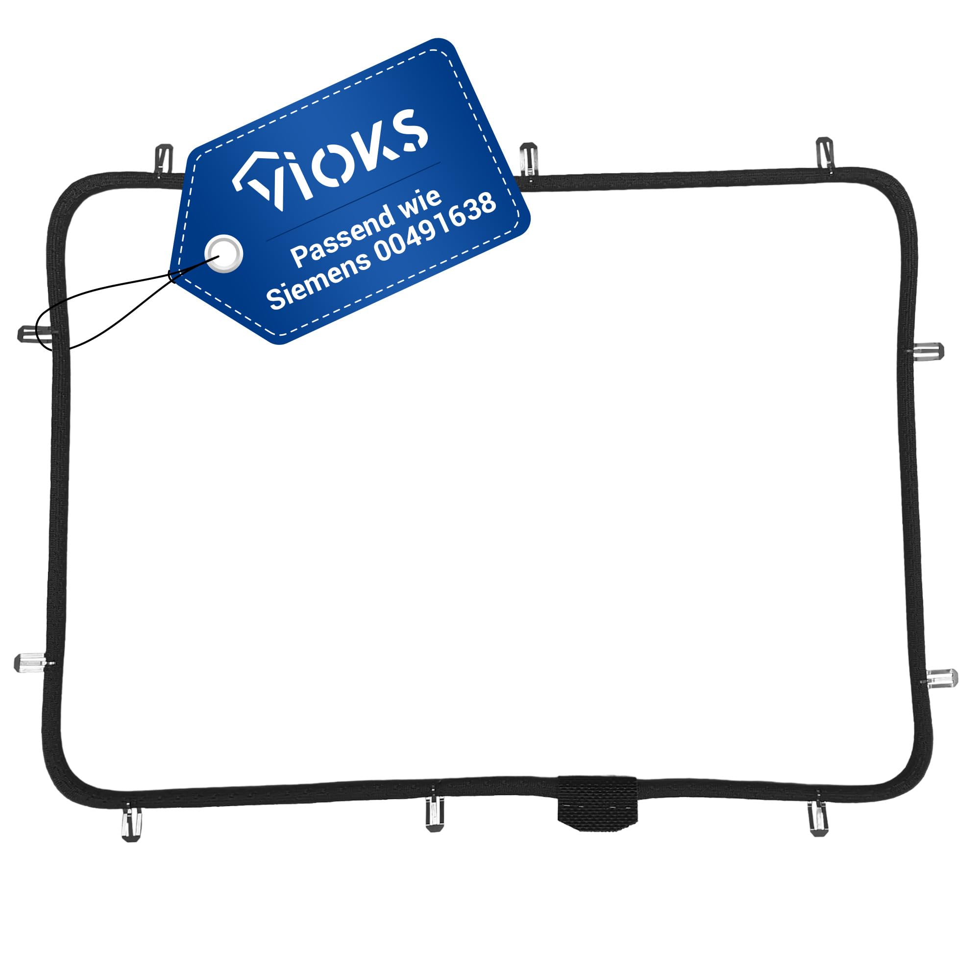 VIOKS Junta de goma para puerta de horno de repuesto para Bosch Siemеns 00491638 | Junta de goma para horno (sustituye a 491638, 10 ganchos, para estufa y horno)
