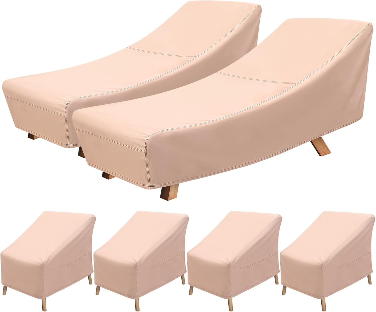 6 Pack Waterproof Patio Lounge Chair Covers Set Include 2 Outdoor 600d Heavy Duty Chaise Lounge Slipcovers 4 Swivel Chair Covers for Outdoor Patio Furniture