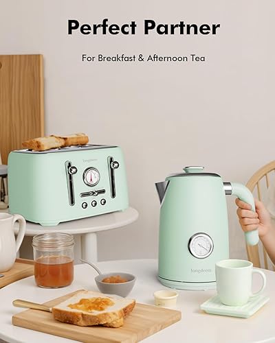 Miniatura 9 de LONGDEEM Hervidores eléctricos pequeños de acero inoxidable de 1 litro, mini calentador de agua caliente portátil de viaje, tetera de tacto fresco,