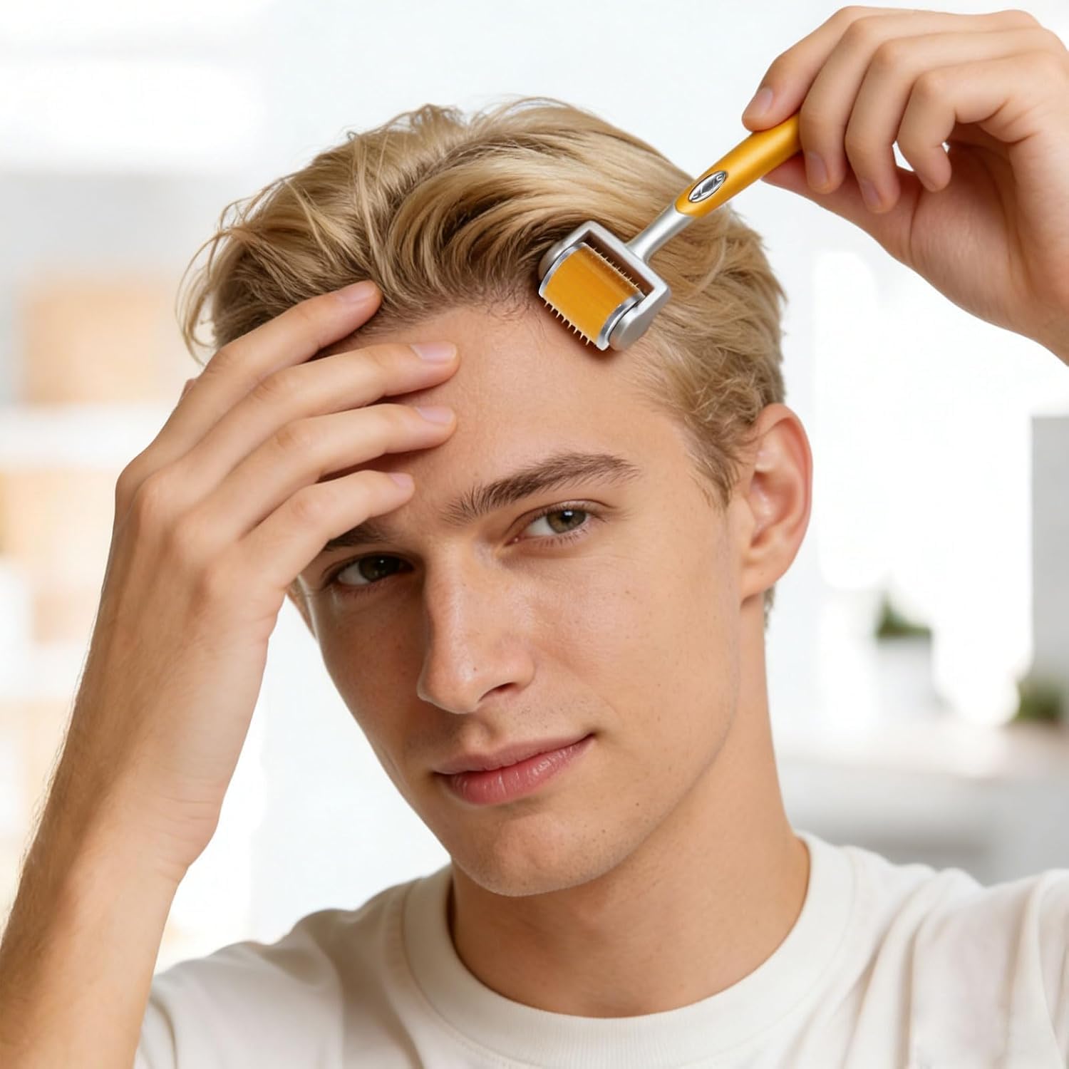 Micro Needle Titanium Derma Roller 0.5 for Face Body Skin Care, Helps for Men's Beard Growth, Reduce Hair loss (0.5mm) | Professional Gold Plated 192 Needles Titanium Alloy Derma Roller-image-47