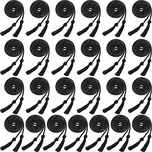 Haconba 25 Pieces Graduation Honor Cord Rayon Braided Honor Cords with Tassel for Graduation Students Bachelor Master Doctoral Gown Grad Decor (Black)