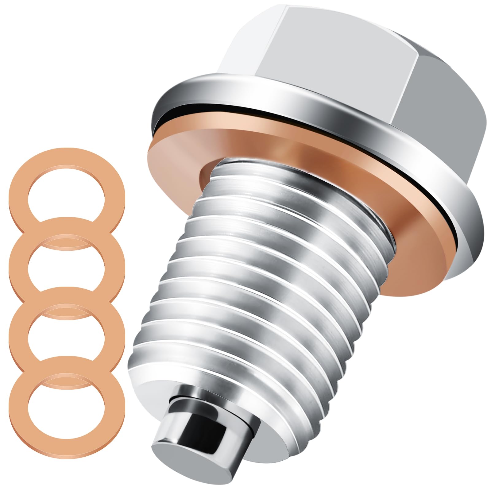 LBOKLING M14x1.5 Oil Drain Plug, Magnetic Stainless Steel Oil Pan Drain Nut Bolt with 5PCS Copper Crush Washer, Universal Leak-Proof Replacement,Fits Most Cars,Motorcycles,Boats - engines and engine parts automotive | Mubboo