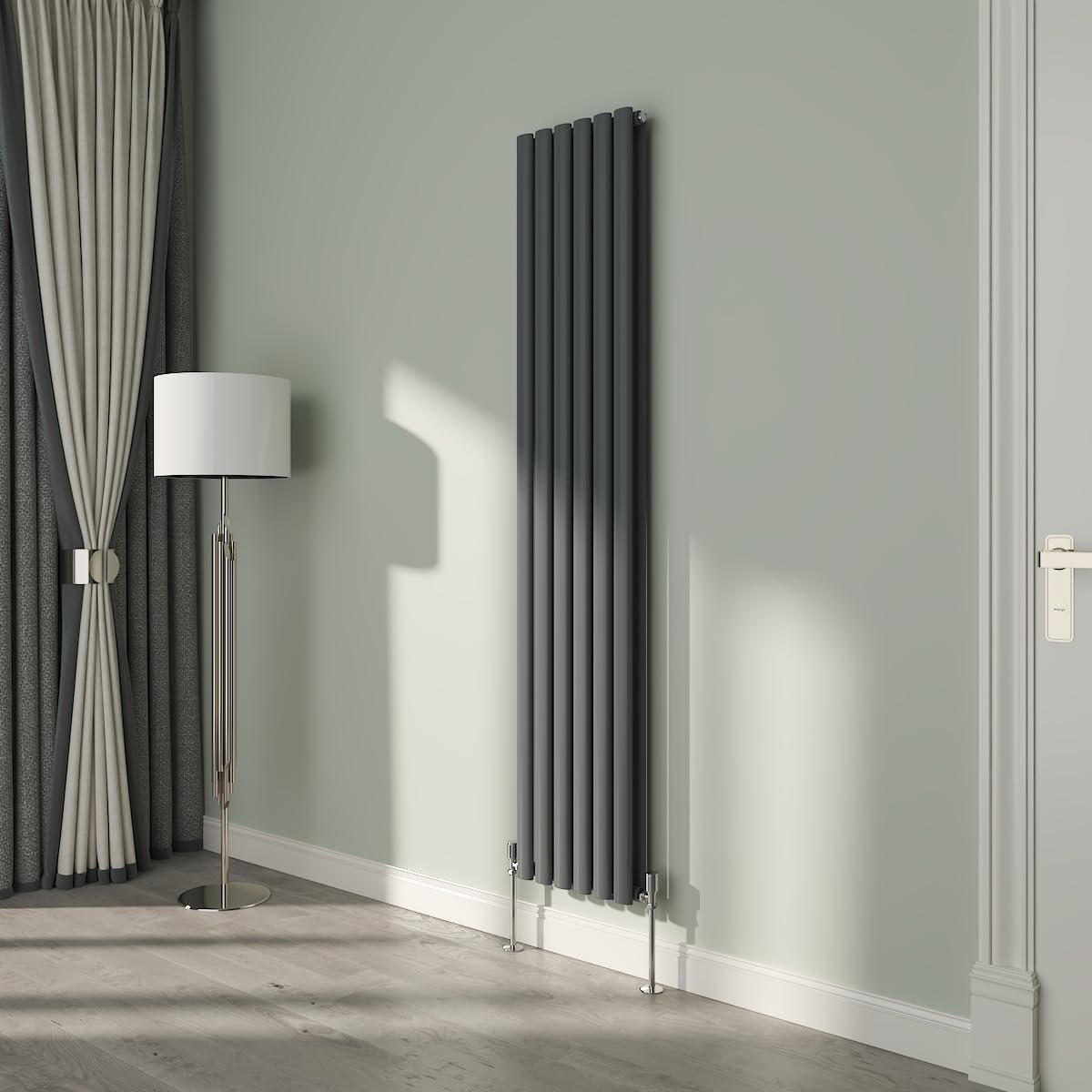 NRG 1800x354mm Oval Column Radiator Double Panel Anthracite