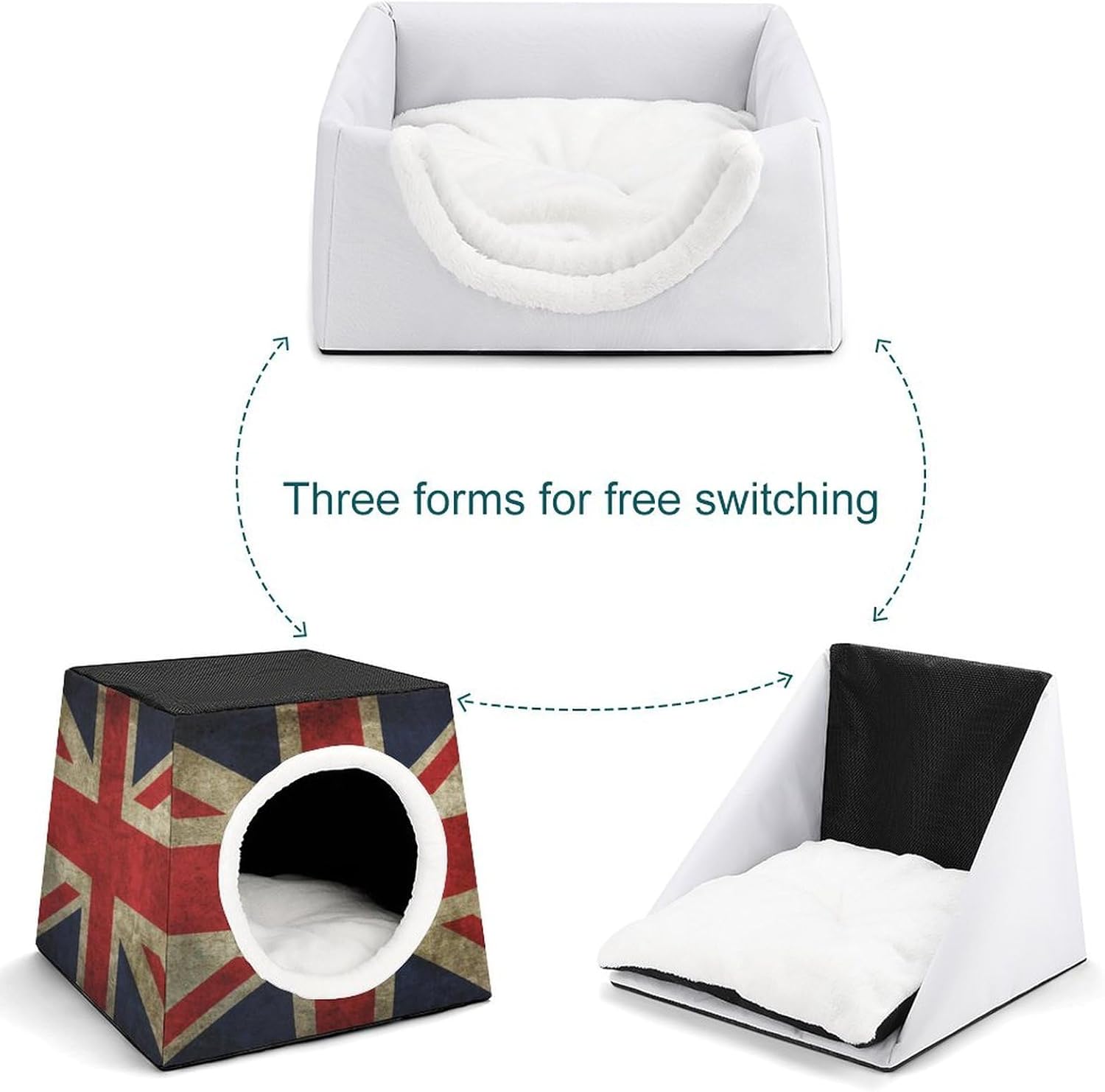 British Flag Cat House for Indoor with Spacious Cat Nest