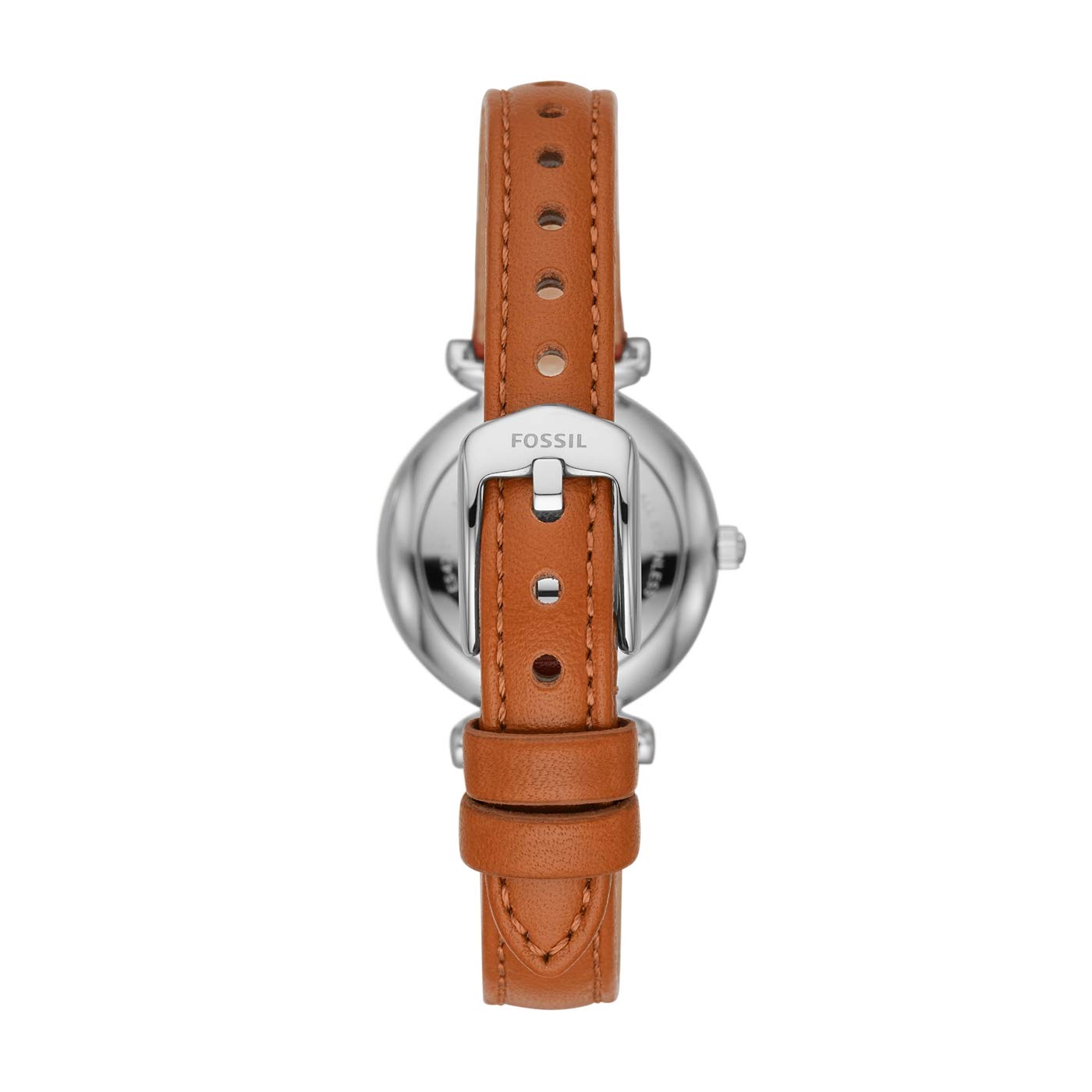 Fossil Grant Uhr für Herren, Quarz-Chronographenwerk, mit Edelstahl- oder Lederarmband, Braun, 44MM & Damenuhr Carlie Mini, Quarzwerk, 28mm Silbernes Edelstahlgehäuse mit Lederarmband, ES4701