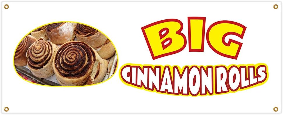 Big Cinnamon Rolls Banner 18" x 48" Heavy Duty 13 oz Vinyl Banners with Grommets Single Sided