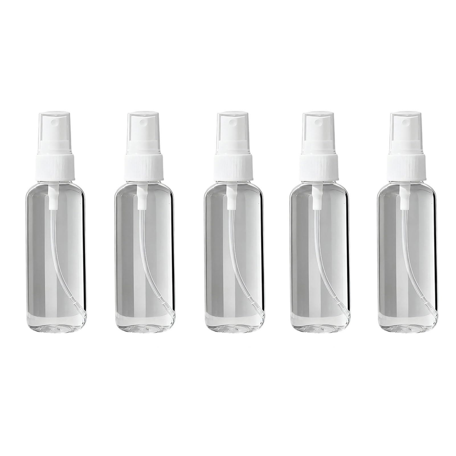 Rikuuui Empty Spray Bottles Set, Leak-proof Fine Mist Sprayer, Durable Refillable PET Container for Cleaning, Hair, Skincare, 30ml 50ml 100ml Portable Sizes 100ML 5pcs