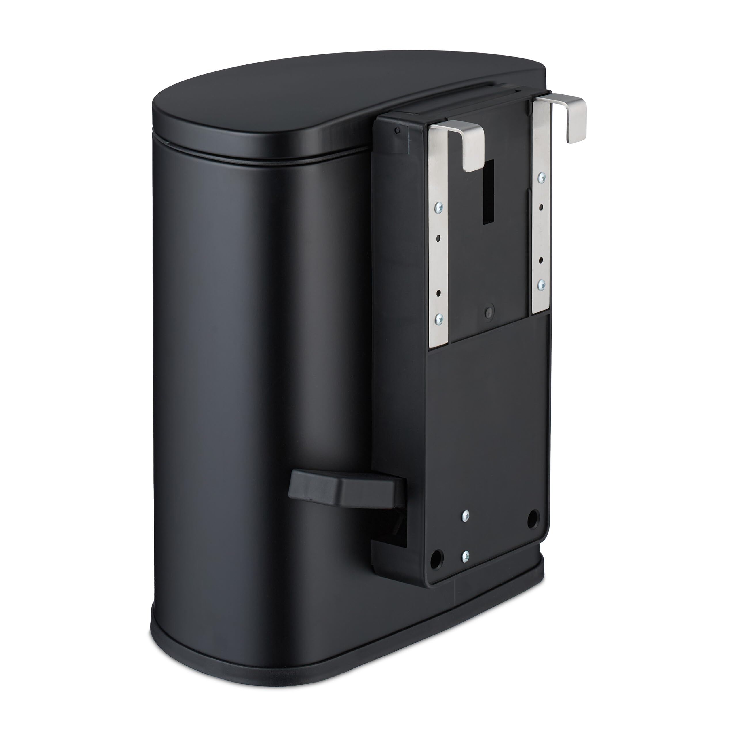 Relaxdays Cubo de Basura Colgante, 9 L, Cierre Automático, Papelera Interior Extraíble, Montaje Pared, Basurero, Negro