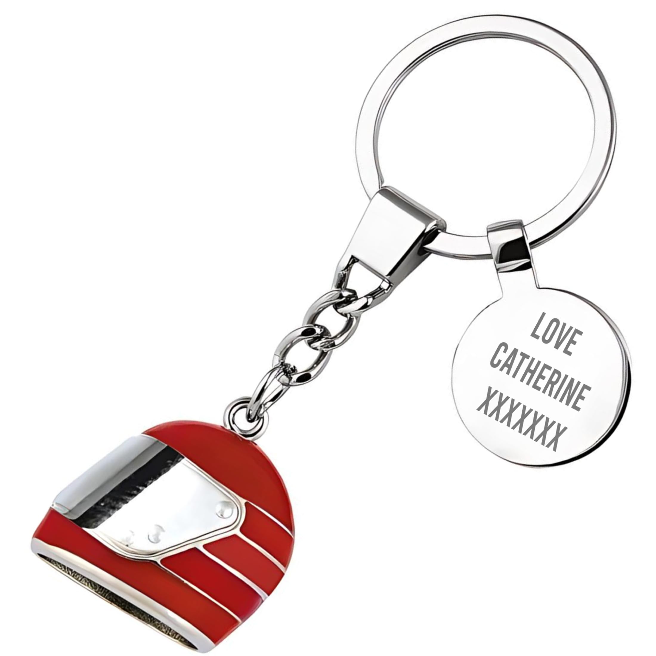 Eio Gifts Unisex Red (Medium) Personalised Red Motorbike/Motorcycle Helmet Keyring | Unique Gift For Bikers, New Drivers, Men And Women | Cool Keychain Accessories For Superbike, Mopeds, Keys And Bag | Boxed