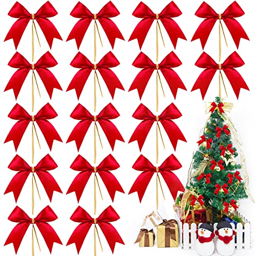 50 Pièces Arc de Noël,Ruban Rouge Noeud,Rubans de décoration d'arbre de Noël,pour Décorer Arbres de Noël,Fêtes et Mariages,Cadeau Décoration Cover