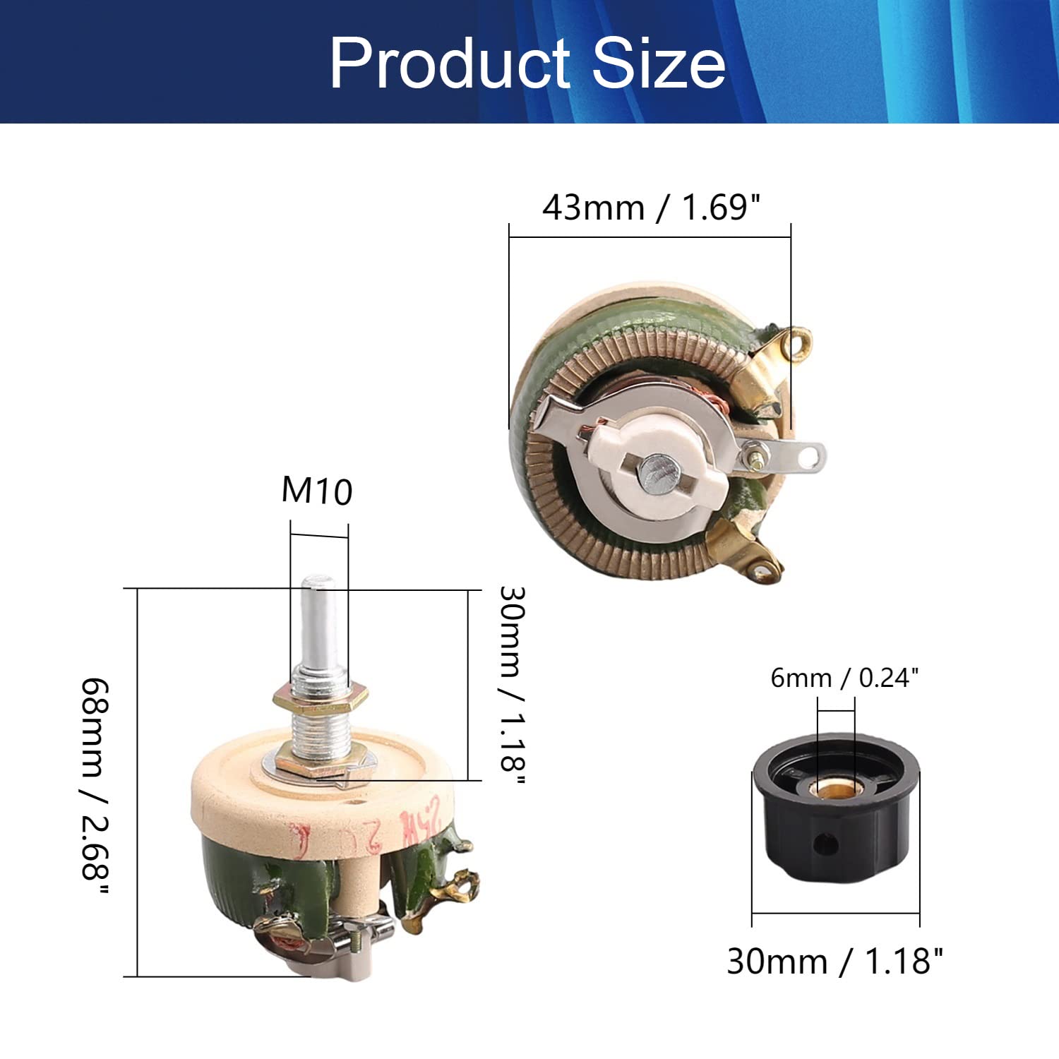 25W 100 Ohm Keramik-Potentiometer - Einstellbarer Widerstand Rheostat