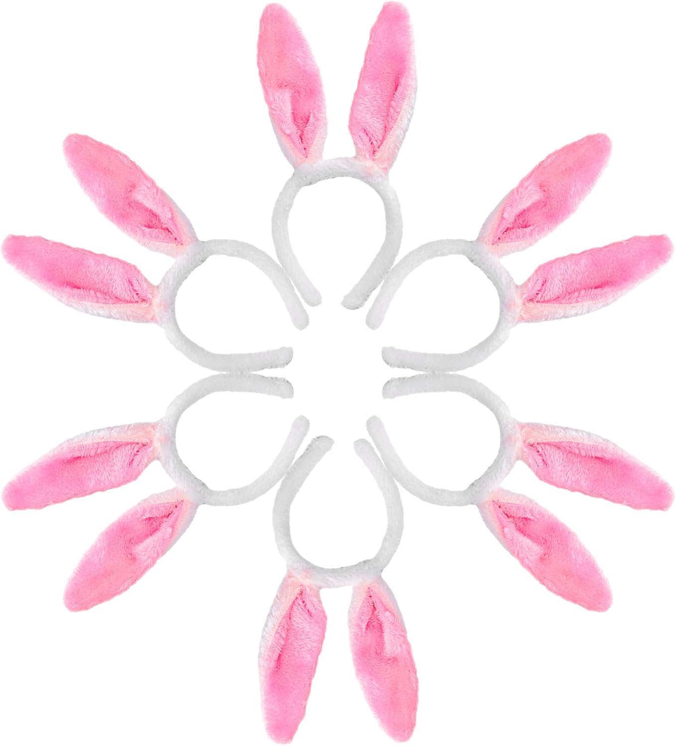 Max Fun 12PCS Easter Bunny Ears Headbands Plush Easter Rabbit Ear Hairband Holiday Party Costume Accessory for Holiday Kid's Easter Birthday Halloween Party Favors