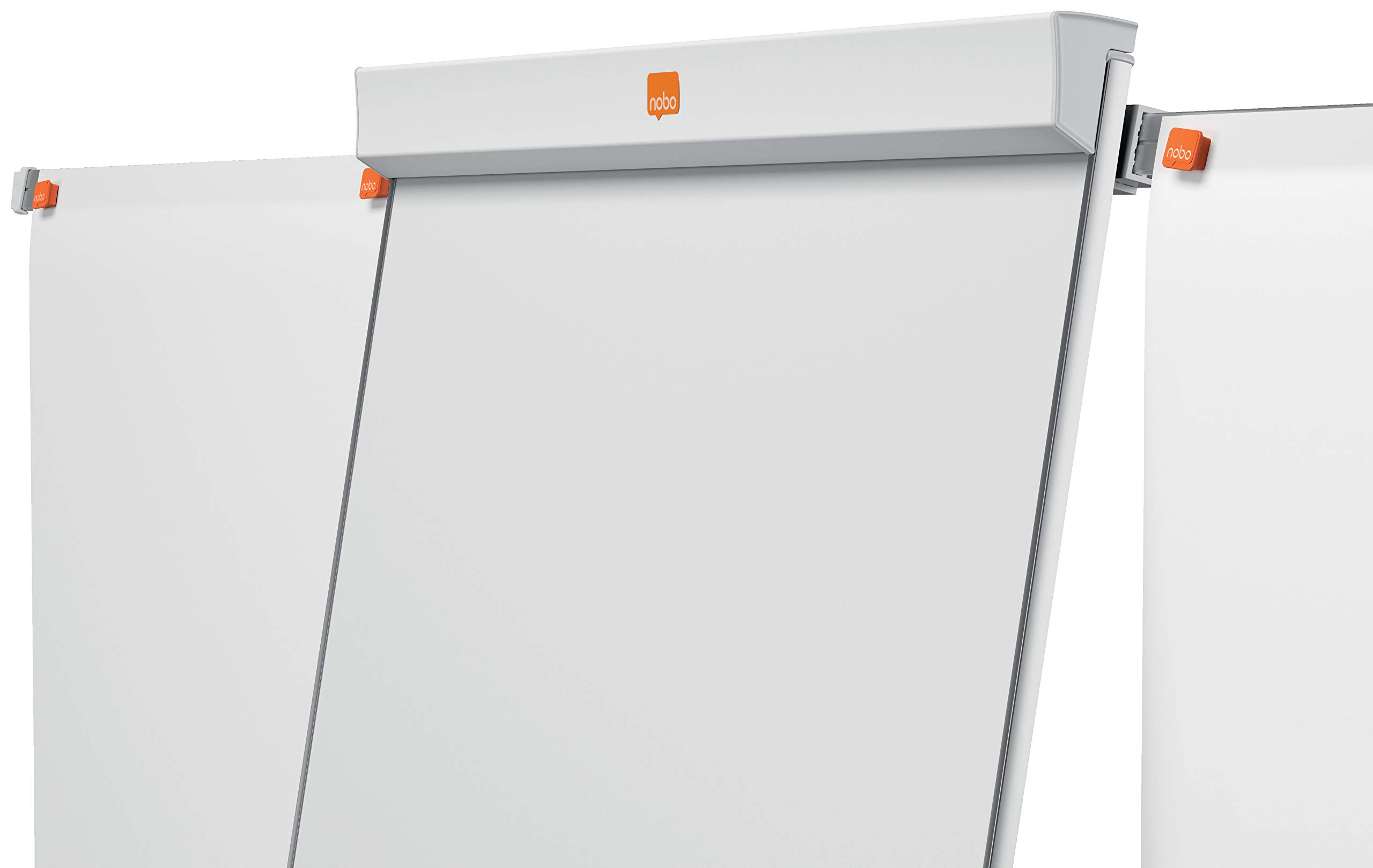 Nobo Impression Pro Mobile Magnetische Flipchart/Whiteboard aus Stahl, Verlängerungsarme & feststellbare Rollen, 3-fache Breite, trocken abwischbare Tafel, mit Stifthalter und Marker, weiß, 1901920