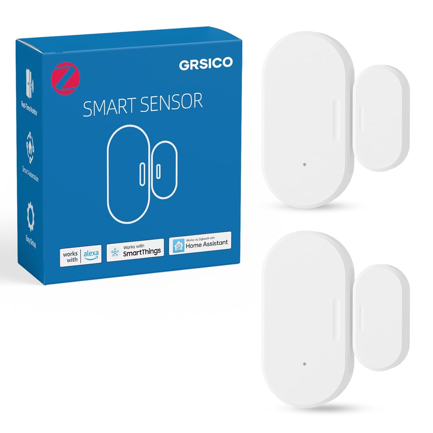 Zigbee Door Sensor 2 Pack, Mini Smart Door Sensor, Home Automation, Kid Safety, Compatible with SmartThings, Alexa, Home Assistant, Aeotec, Hubitat, Homey with Build-in Zigbee Hub, Hub Required