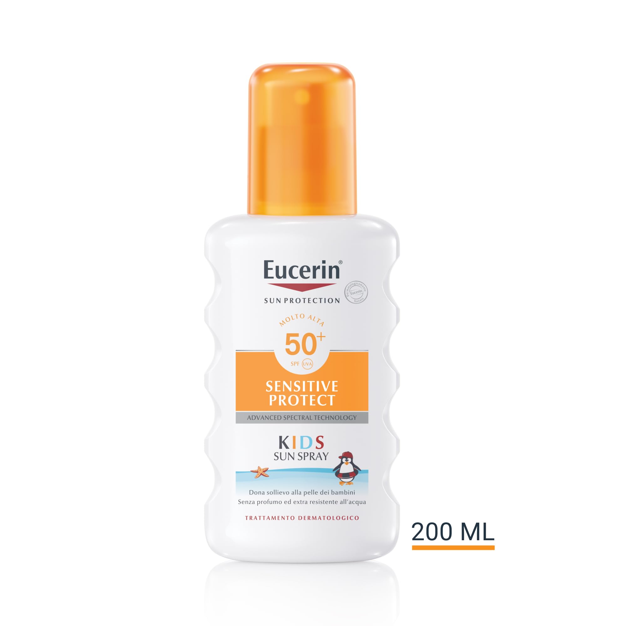 Eucerin Sensitive Protect Kids Trigger Spray SPF 50+ 200 ml, Crema solare 50+ bambini con filtri UV, Protezione solare 50+ bambini spray resistente all'acqua e adatta per pelle sensibile