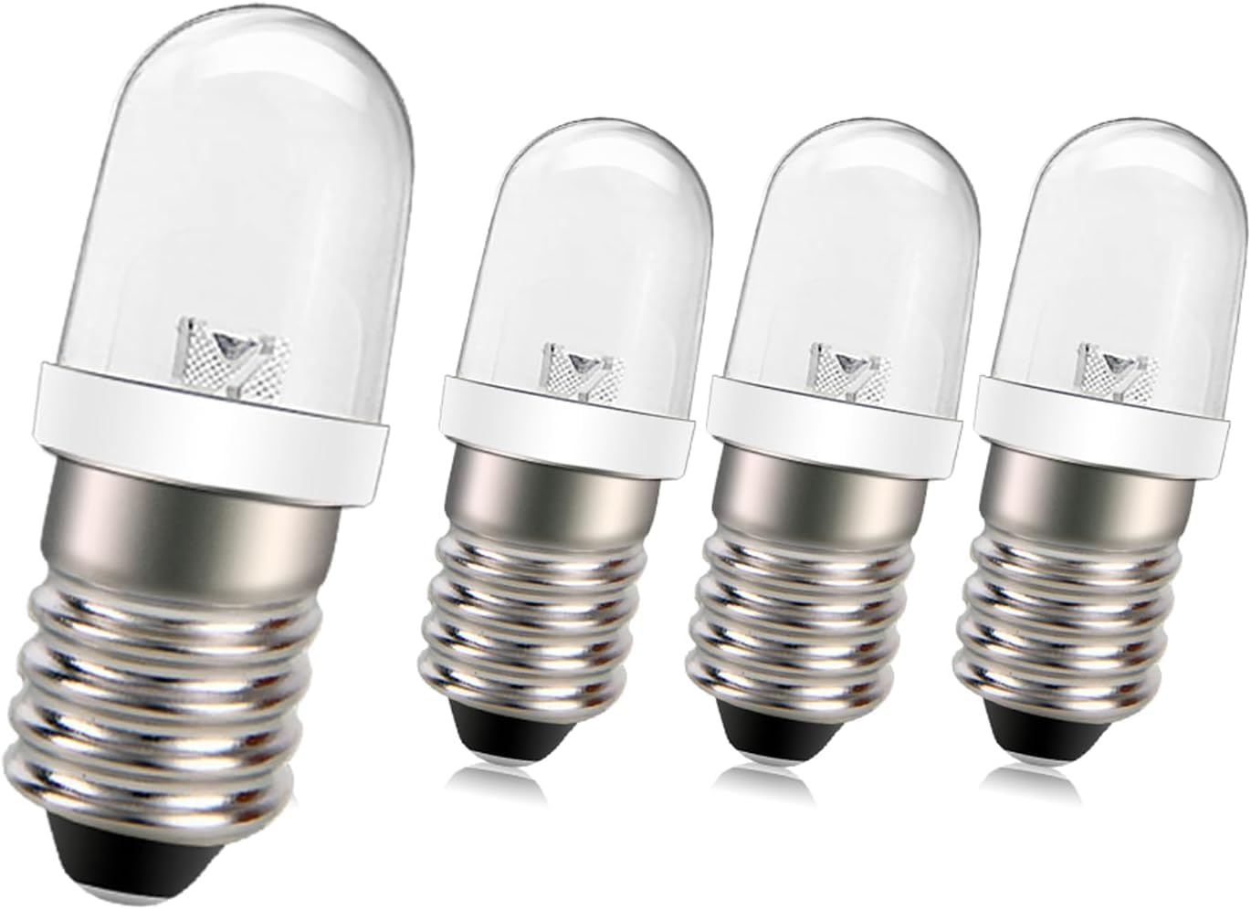 Ruiandsion E10 LED Bulb 220V 230V AC 8mm Screw Base Energy Saving LED Indicator Light E10 Base LED Upgrade Bulb, Warm White (Pack of 4)