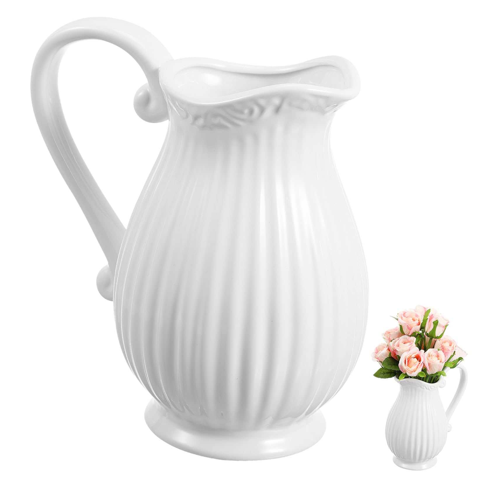 Pichet décoratif en céramique blanche pour étagère et salon