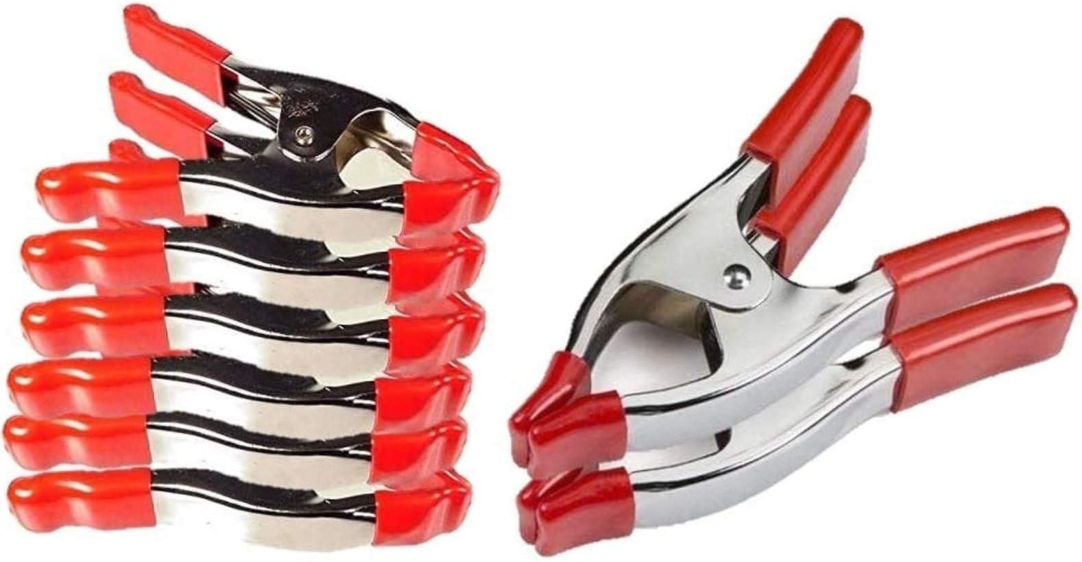 Industrial Grade 4 Inch and 2 inch Metal Spring Clamps with Rubberized Comfort Handles | Strengthened Stainless Steel | High- Quality Tension Loaded Spring | 8-2" & 2-4 "