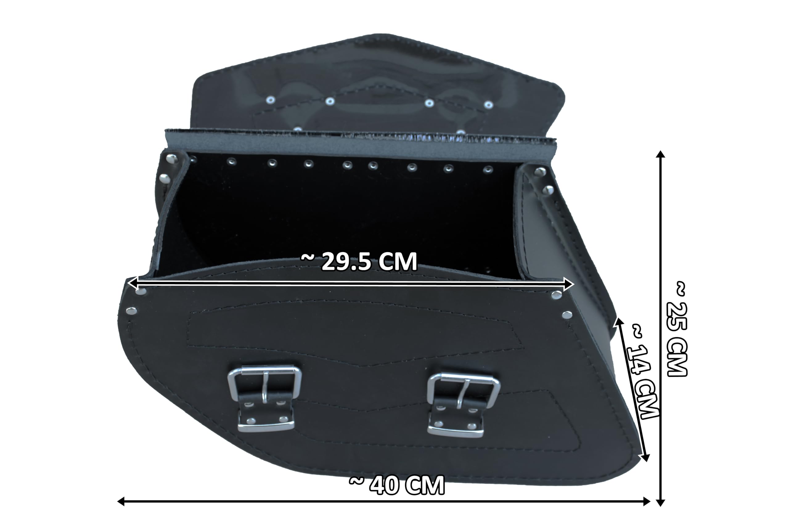 sako – S131A - Satteltaschen Glatt, ohne Nieten - Aus robustem Rindsleder, verstärkt mit 2 mm Kunststoff - Komplettes Set mit rechter und linker Tasche und Lederriemen - Chopper Zubehör