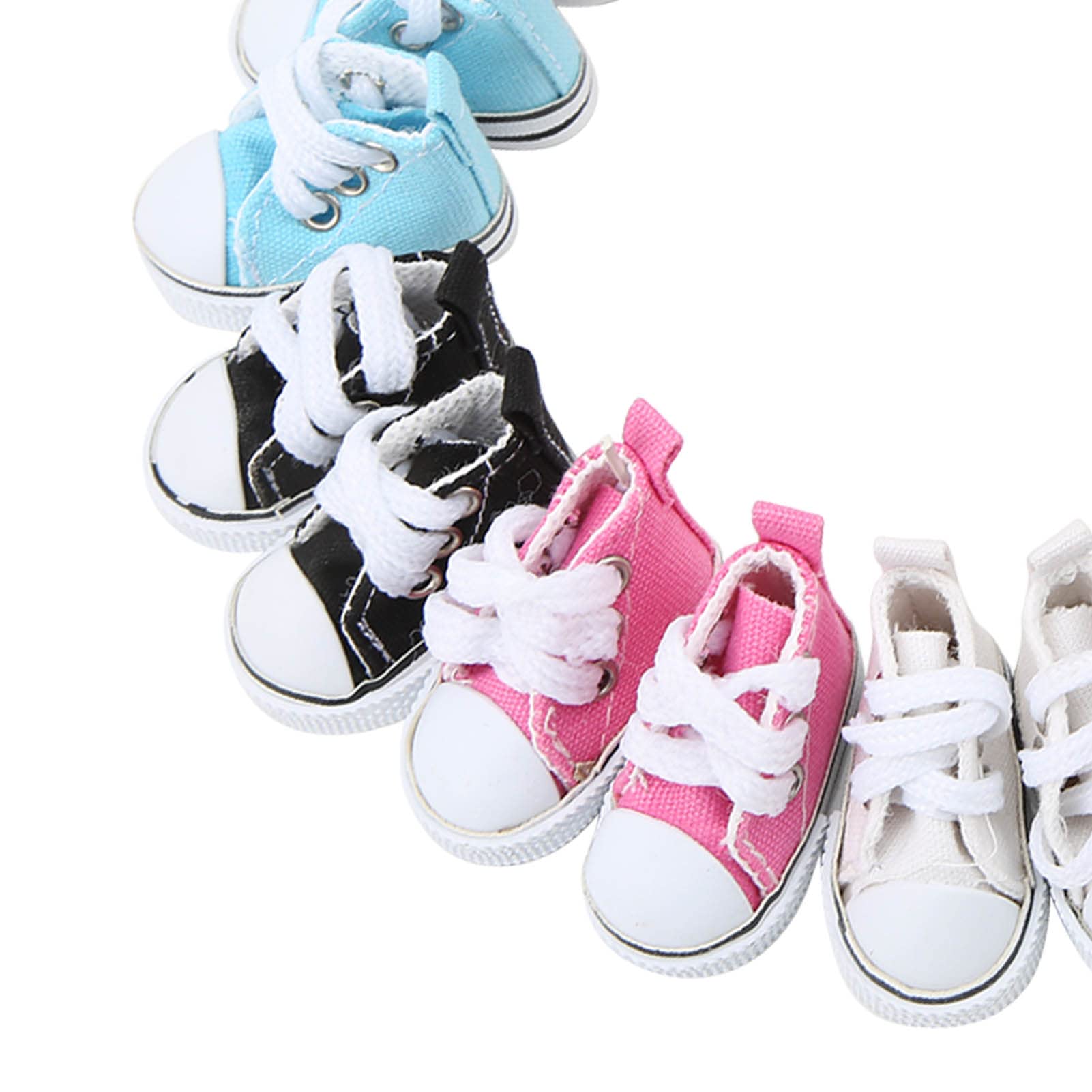 Focket Puppenschuhe, 10 Paar, 10 Farben, rutschfeste Gummiunterseite, Puppen-Canvas-Sneaker, 1/6 Puppenschuhe mit Einfach an- und Auszuziehendem Design für 1/6 Puppen mit Kugelgelenk