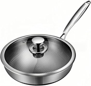 Hex Clad Hybrid Non-Stick 5.5 Quart Deep Saute Pan with Tempered Glass Lid, Cold Handle Dishwasher Safe, Oven Safe up to 1000 F, Induction Safe for All Countertops 30cm Single Pot + Lid Set